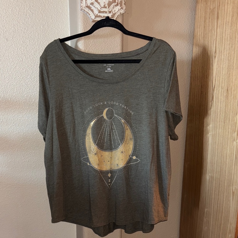 Lucky Brand “Good luck & Fortune” Olive Green Tee XXL